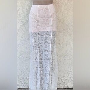 Guess Lace Cotton Mermaid Style Maxi Skirt And Matching Shirt Set. Size XS